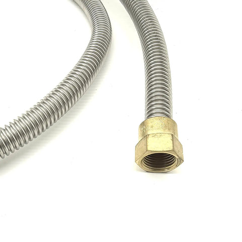 24 Inch Stainless Steel Bellow Propane Hose For RV Low Pressure Fireplace Extension With 3/8 Inch Female Flare Nuts