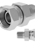 Hydraulic Swivel Adapter One Quarter Inch NPTF Male To Three Eighths Inch NPSM Female With 360 Degree Swivel For Tight Spaces Flexible Alignment Quick Connect Hydraulic Fitting, silver steel