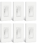 6 Pack Super Slim Digital Dimmer Switch Quiet Rocker For Single Pole Or 3 Way Dimmable Lighting Fits Dimmable LED CFL Incandescent Halogen ETL Listed White