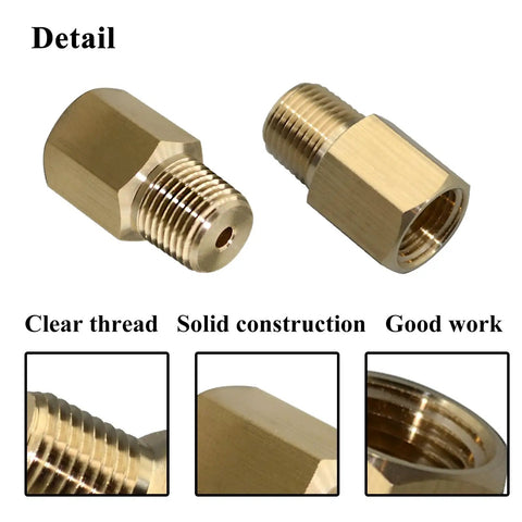 Two Pack 1/8 BSPT Male To 1/8-27 NPT Female Thread Adapter For Pressure Gauges Brass Quick Connect Converter Set Replacement For Worn Or Broken Fittings, brass