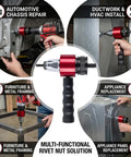 Turn Your Drill Into A Dope Automatic Rivet Nut Gun Kit showcasing various repair uses for DIY projects.