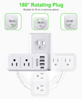 Transforms One Outlet Into Six With Rotating Plug And USB Ports 1700J Surge Protector Four USB Charging Ports Including USB C Three Side Swivel Sockets