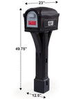 Top Grade Classic Black Plastic Residential Mailbox With Standalone Yard Post Mount Combo Kit, dimensions 23x12.5x49.75 inches.