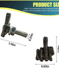 Heavy Duty Finger Style License Plate Screws 4 Pack Rust Resistant Steel Bolts For Cars Trucks And Motorcycles Matte Black Hardware showing dimensions.