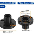 8 Pcs TR8x2 POM Plastic Lead Screw Nuts Set For 3D Printers, Trapezoidal ACME Thread, shown with 2mm lead, dimensions labeled
