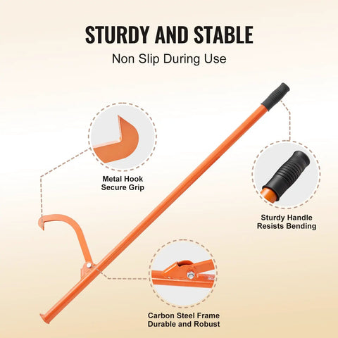 Heavy Duty Cant Hook Log Lifter With Adjustable Steel Hook And Rubber Grip For Easy Timber Handling 46.5 Inch Timber Jack