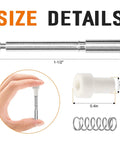 30 Pack Window Screen Plunger Latches Heavy Duty Replacement Pins With Steel Springs For 3/4 Inch Vinyl Frames 5/32 X 1 1/2 Inches size details including 1-1/2in pin and spring.