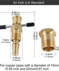 Olive Remover Puller Tool For Compression Fittings Fits One Half And Three Quarter Inch Brass Pipes with dimensions shown