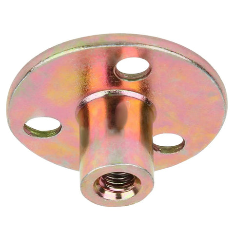 5 Pcs T Nut Flange 3 Hole Galvanized Iron Furniture Fixing Tee Round Base Nut M6 For Woodwork Cabinets And DIY Projects