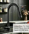 Kitchen Faucet with Pull Down Sprayer, Black Kitchen Sink Faucet, high arc design and side spray in modern kitchen setting.