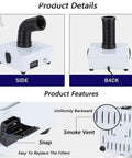 Badass Solder Fume Extractor With Triple Stage Filtration And Adjustable Speed Heavy Duty Dust Collector For Electronics Workshop shown from side and back with hose and control panel.