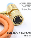 Closeup of the gas valve of Double Valve Self Ignition Torch For MAPP And Propane Soldering With 60 Inch Hose, showing anti-backfire design