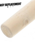 Close-up of Durable Garden Sickle Handle Replacement With Solid Wood Grip showing end detail and easy install text