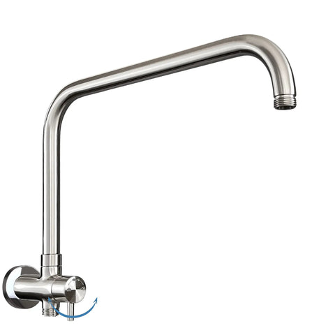 All Metal 3 Way Shower Arm Diverter Valve With 16 Inch Shower Head Extension Arm And High Rise Extender Brushed Nickel Design