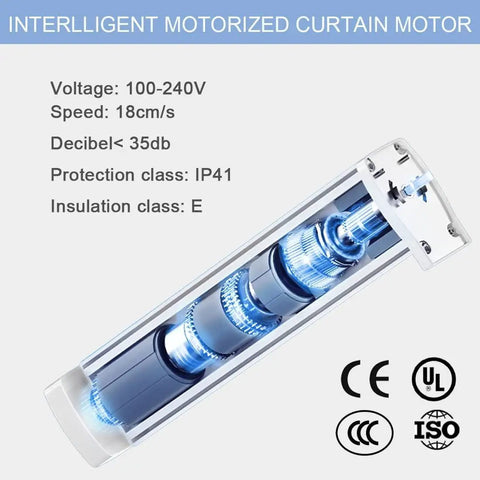 Smart Curtain System With Electric Track And Adjustable Rail, Motorized Curtain Rods With Remote, Automatic Opener, Works With Alexa And Google Home, Up To 200 Inches, Easy Install And Quiet Operation, motorized curtain motor, 100-240V