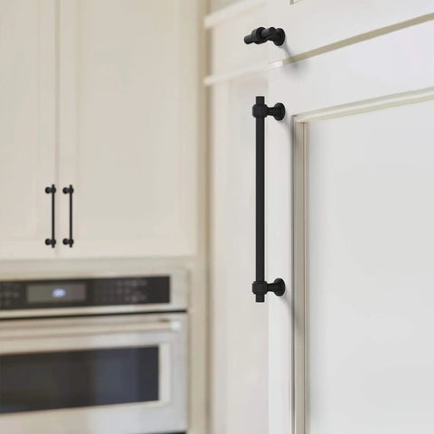 10 Pack 5 Inch Matte Black Cabinet Pulls For Kitchen Cabinets And Drawers Durable Aluminum And Zinc Alloy Hardware CK0081 installed