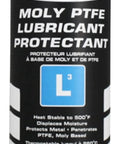 Front view of 15 oz Heavy Duty PTFE Moly Lubricant Protectant for Metal Surfaces, labeled for fast-acting friction reduction and moisture displacement.