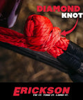 Heavy Duty Uhmwpe Soft Shackle 3 8 Inch By 20 Inches showing a diamond knot in red synthetic rope for off road recovery.