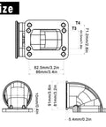 Technical diagram of 3 Inch Turbo Elbow Downpipe Adapter With V Band Clamps In 304 Stainless Steel For T3 And T4 Flange Turbochargers