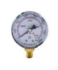 SÜA high-pressure oxygen regulator gauge, 0–4000 psi, 2-inch dial, brass connection