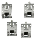 Four 50mm adjustable leveling feet for tables and furniture posts in steel, shown from front angle, beefy steel leg levelers