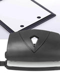 2 Hole Puncher With Positioning Ruler Mini Handheld Black Office Tool For School Non Slip Bottom 10 Sheet Capacity