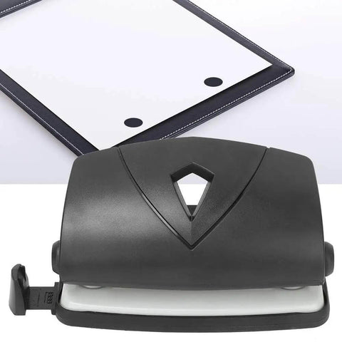 2 Hole Puncher With Positioning Ruler Mini Handheld Black Office Tool For School Non Slip Bottom 10 Sheet Capacity
