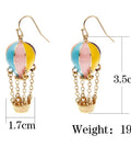 Colorful Enamel Hot Air Balloon Earrings With Gold Tone Chained Basket French Hook Dangle Totally Cute Yellow Balloons 3.5cm x 1.7cm