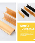 Gold Invisible Flush Pull Handles For Cabinet Doors Four Pack No Drill Install Easy Grip Wardrobe Drawers Kitchen Cupboards And Closets In Modern Gold Finish displayed next to black handles on white background with installation text