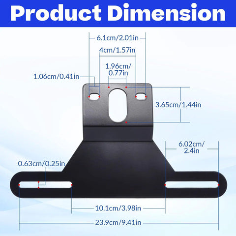 Dimensions of Heavy Duty Black Trailer License Plate Bracket Kit With Stainless Steel Frame For Boats, Trucks And RVs.