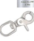 Close-up of a 2.65-inch stainless steel swivel trigger snap hook (lobster claw clasp)