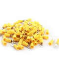 Beefy Yellow Fork Terminals 80 Pieces 12-10AWG Wire Connectors With Snug Grip Pre Insulated Electrical Spade Ends for DIY wiring.