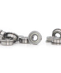Top Notch F684 ZZ Flanged Ball Bearings 4X9X4mm ABEC-1 Quality Set Of Ten positioned for view on a white background.