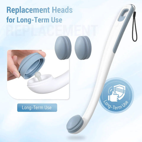 Newly Upgraded Silicone Top Toilet Paper Clamp with Wipes Holder and No Slip Grip, replacement heads shown, long-term use