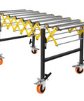 Heavy Duty Conveyor Belt Rollers With 1450 Lbs Load Capacity Adjustable Roller Stands, steel construction with yellow accents.