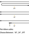 Three Foot Guitar Patch Cables With Quarter Inch TS Right Angle For Effects Pedals in 3FT, 24in, and 18in lengths, flat design