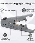 Hilitand Compact Wire Stripper And Cutter Tool With Durable Sk5 Steel Blade And Strong Abs Body, showing ergonomic grip design.
