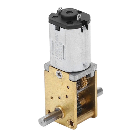6V Micro Geared Motor With 100 RPM Gear Reduction for small machines, showing brass and zinc alloy gear, compact design.