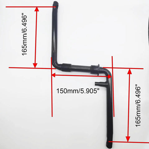 One Piece Black Crankarm Set For Bikes, Wide 165mm Crank Arms With 150mm Span, Crank To Crank Assembly Kit shown from top view