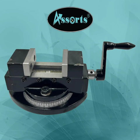 Heavy Duty Self Centering Milling Machine Vice With Swivel Base 2 Inch Jaw Capacity Rotates 360 Degrees top view with handle