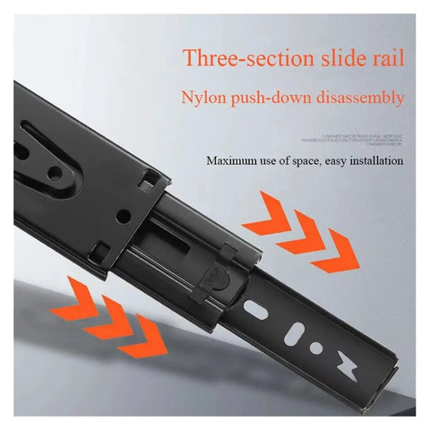 Premium Bottom Mount Drawer Slides 8 to 20 Inch Silent Concealed Heavy Duty Cabinet Runners showing three-section slide rail design.
