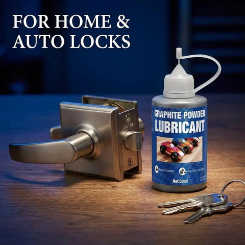 Graphite powder lubricant bottle with lock and keys for home and auto use