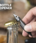 Mini Pencil EDC Pendant With Infinite Keychain used as bottle opener, compact titanium everyday carry tool for quick notes or tasks