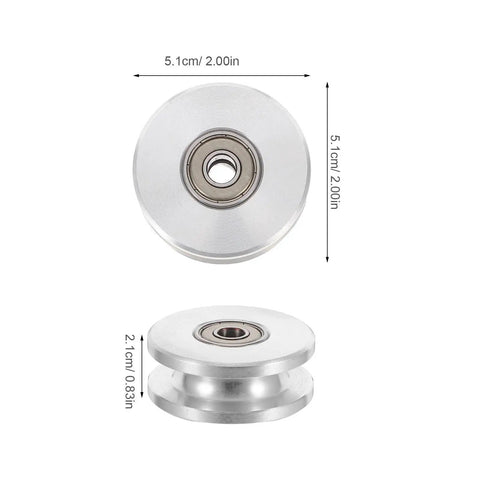 Aluminum Alloy U Groove Double Bearing Silent Pulley Wheel For Gym Cable System And Home Workout Beast Mode Smooth Exercise Roller Wheel Heavy Duty Fitness Accessory For Weight Training, 5.1 cm