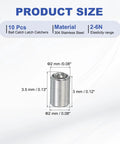 Top Shelf 304 Stainless Steel Ball Plunger Set Heavy Duty Cabinet Catch detail with dimensions and material info.