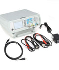 Heavy Duty Kickass Dual Channel DDS Signal Generator Frequency Counter With Sixty Megahertz Arbitrary Waveform Output And Two Hundred Mega Samples Per Second For Nitty Gritty Electronics Debugging with cables and power supply.