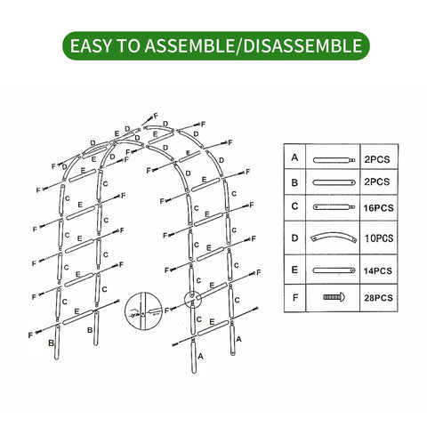 Iron Pergola Garden Arbor For Weddings And Backyards assembly diagram