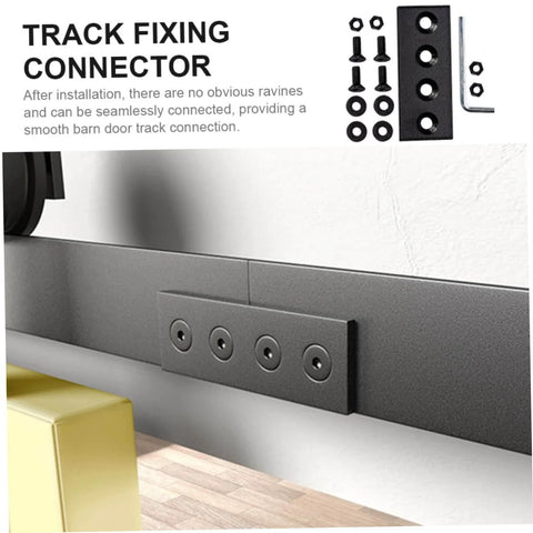 Metal Track Connection Plate Set For Barn Door Fixes Straight Brace Brackets And Fixing Plates For Easy No Fuss Installation Replacement Rails Durable Carbon Steel Repair Kit Works On Old Or Damaged Barn Door Tracks