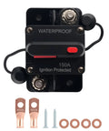 Tough As Nails 150 Amp DC Circuit Breaker with waterproof design, copper lugs, and mounting hardware for reliable power protection.