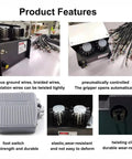 VgtHK Automatic Wire Twisting Machine For 5-60Mm Cables features, including foot switch, pneumatic gripper, and wire twisting details.